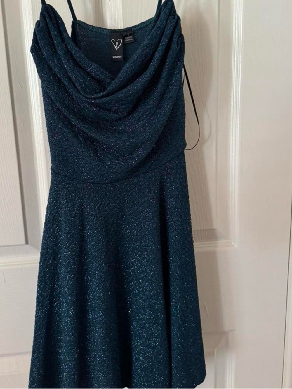 Windsor Teal Sparkle Cowl Neck Dress